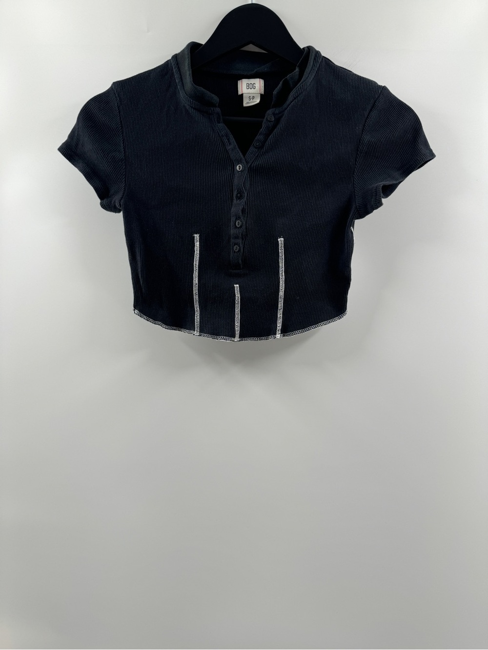 BDG Urban Outfitters Ribbed Cropped Henley Top Women's Small